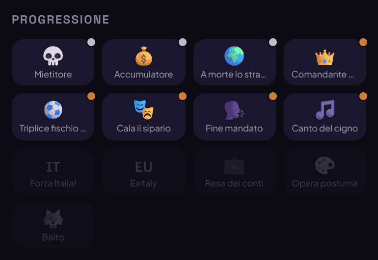 Una griglia di badge, alcuni sbloccati e altri ancora bloccati